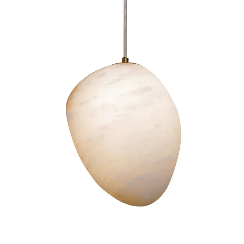 Elegant Pendant Light Brass Alabaster Adjustable Height