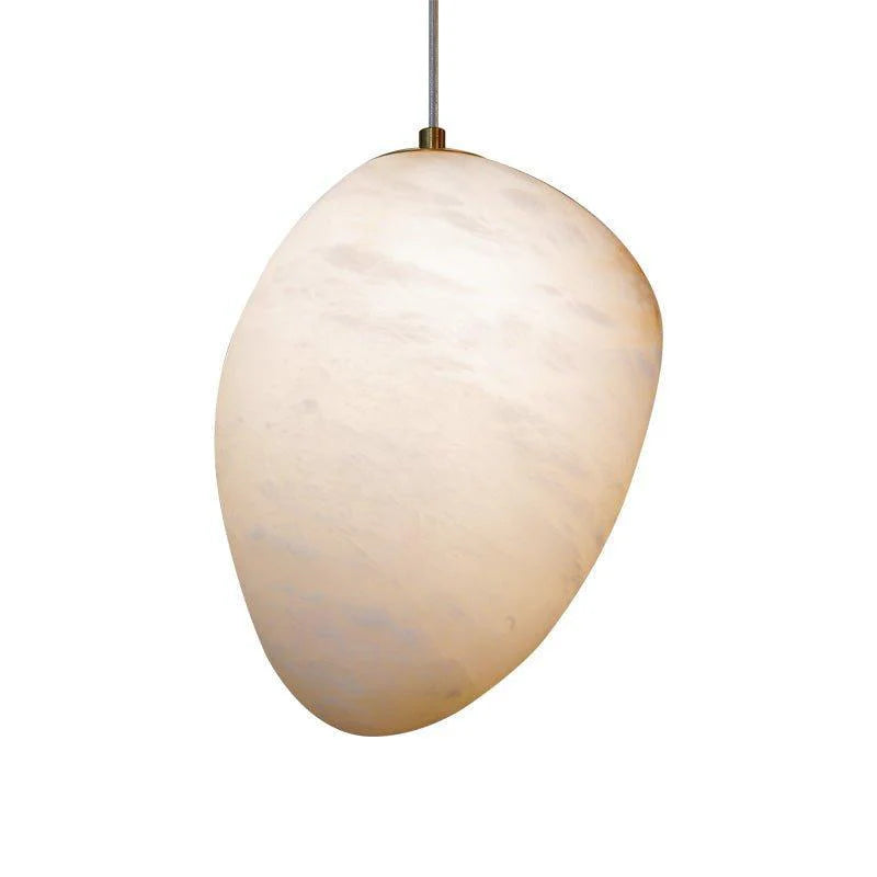 Elegant Pendant Light Brass Alabaster Adjustable Height