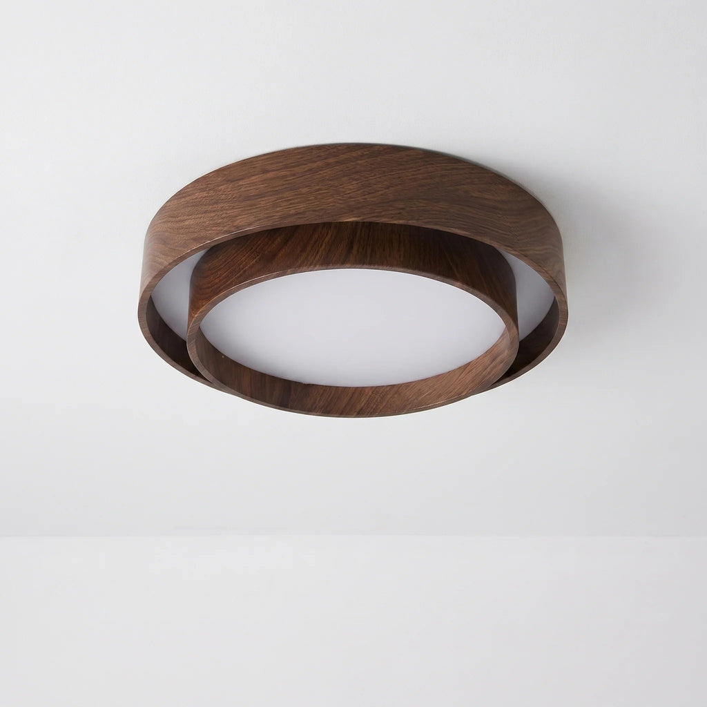 Nordic Walnut Grain LED Flush Mount Ceiling Light