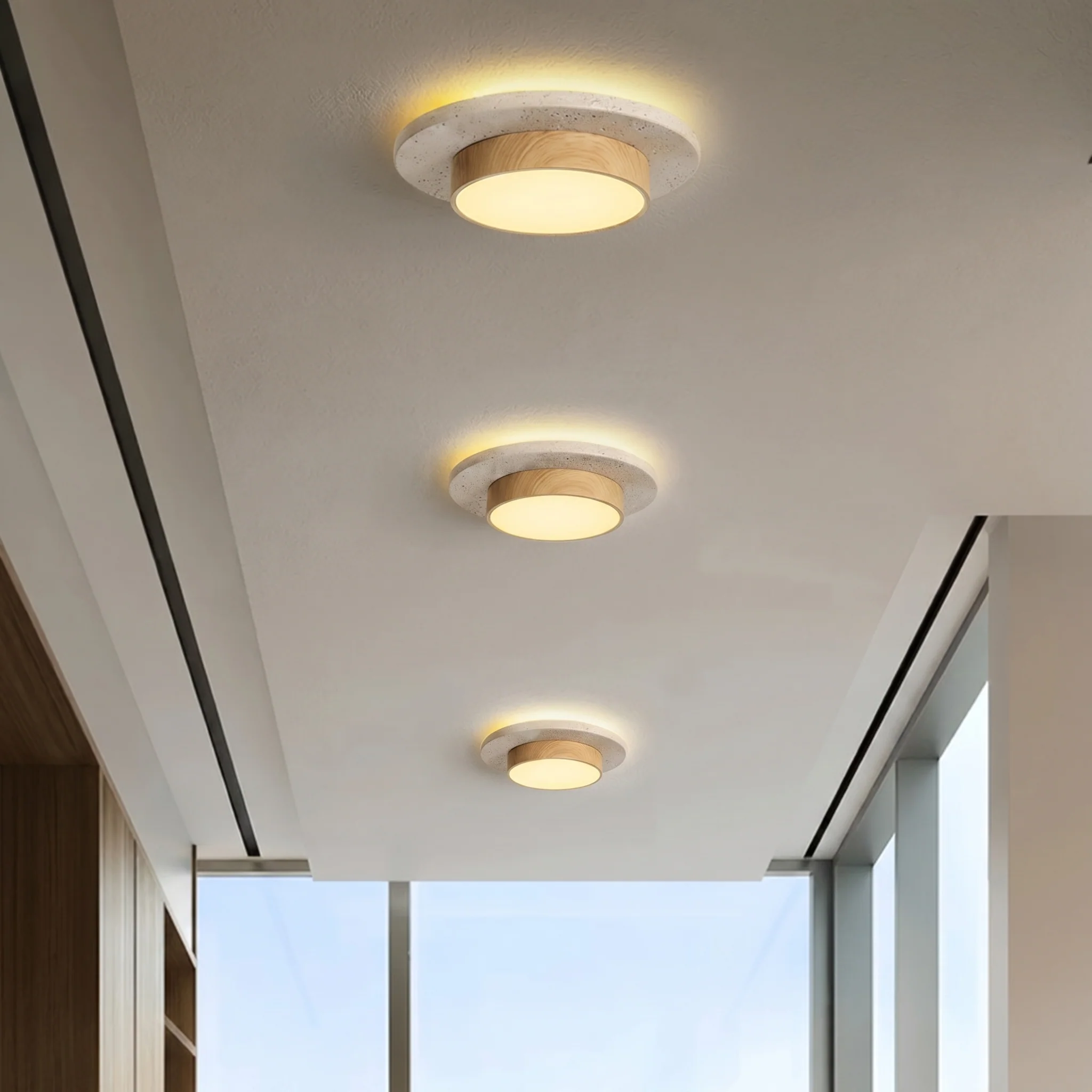 Nordic Wood LED Flush Mount Ceiling Light