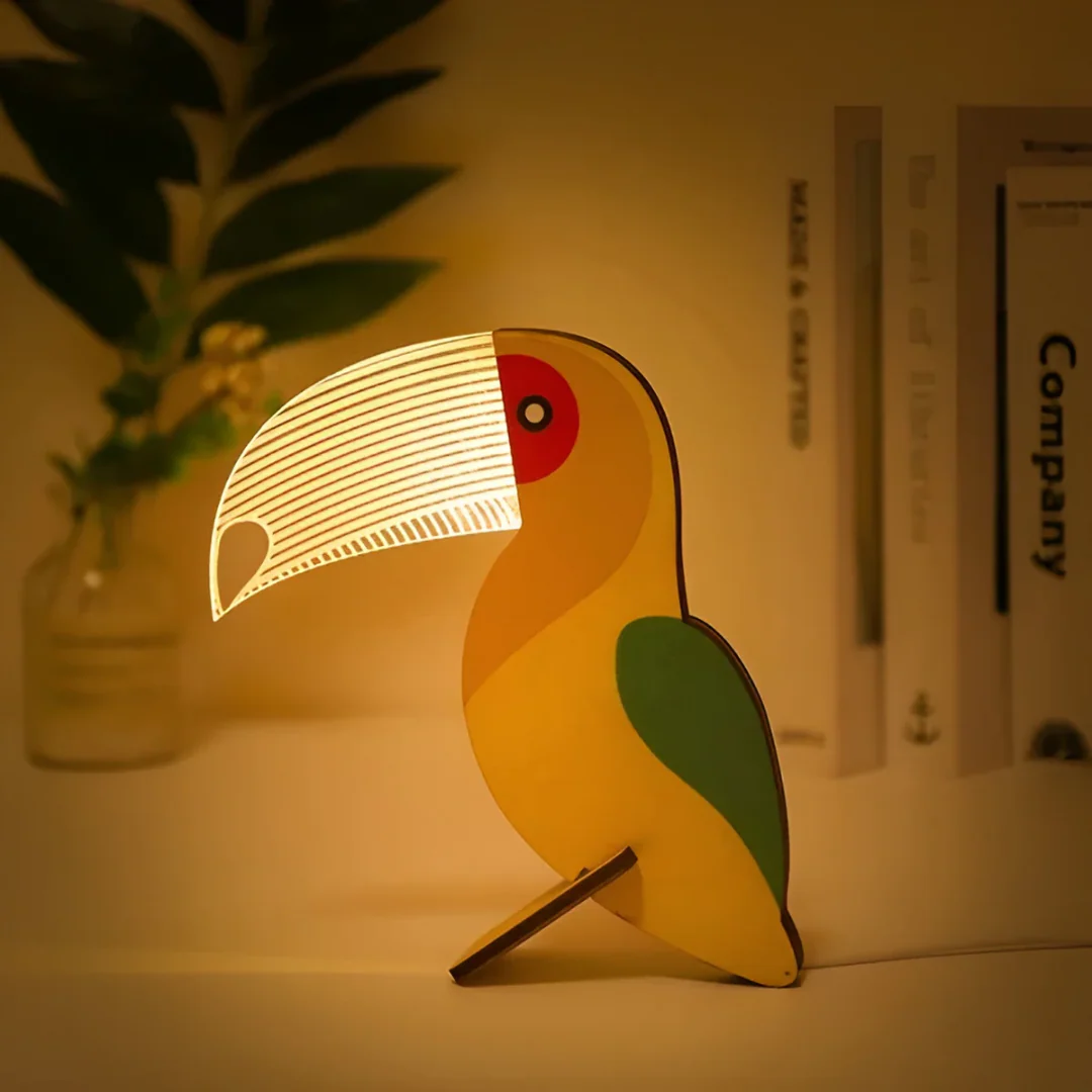 Nordic Wooden Animal LED Table Lamp 1-Light