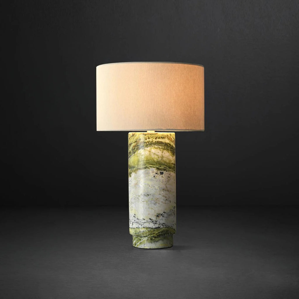 Modern Table Lamp Green Marble Base Inline Switch