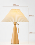 Japanese Minimalist Wooden Pleated Fabric LED Table Lamp