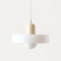 Bauhaus style glass pendant light with ring shade