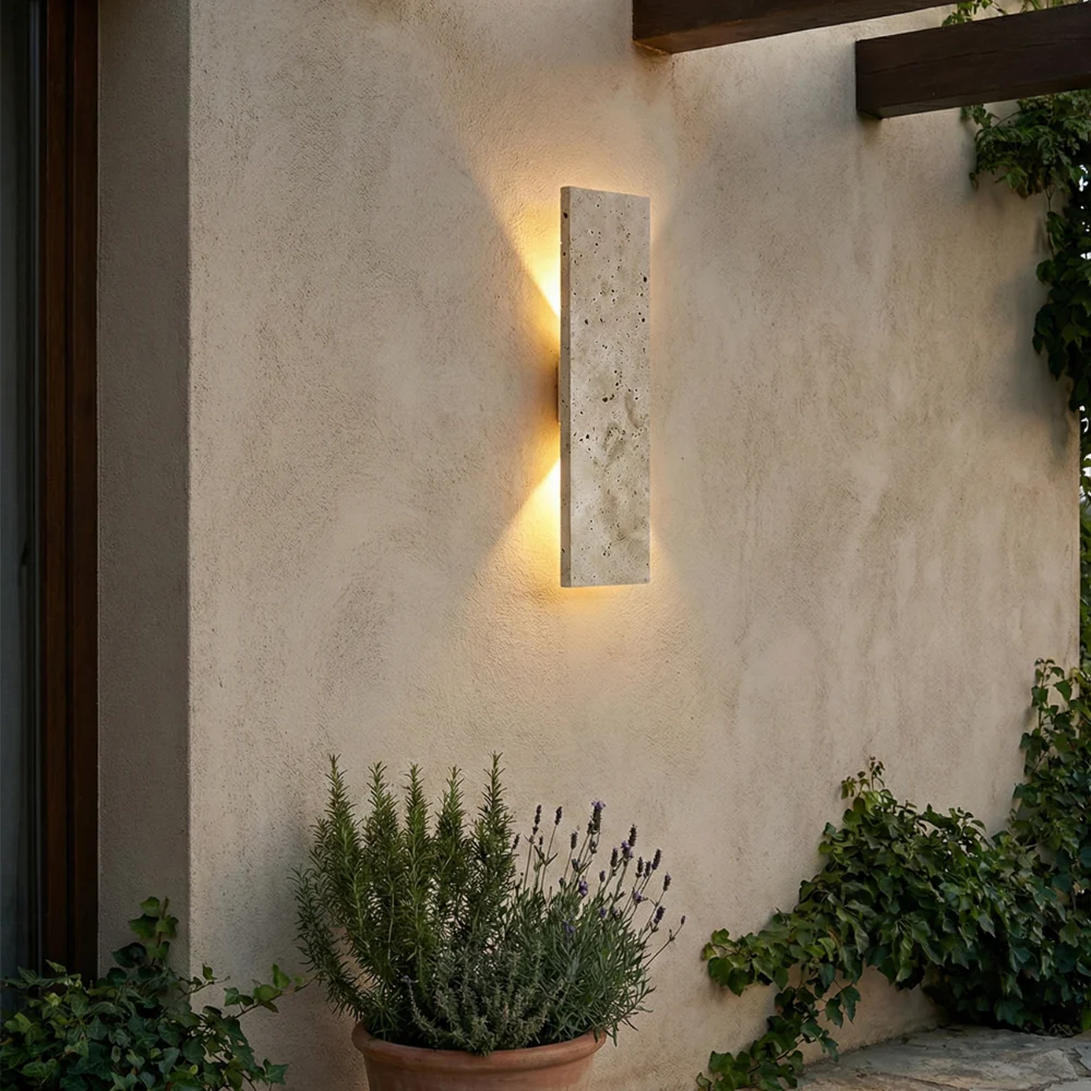 LED Outdoor Wall Sconce | Waterproof Natural Stone Light Fixture for Exterior Walls