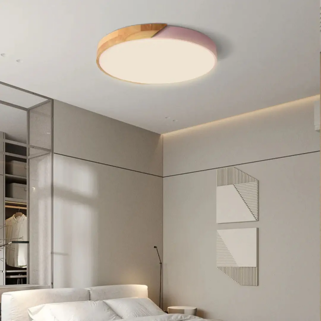 Scandinavian Wooden LED Ceiling Light Fixture – Modern Mount Design
