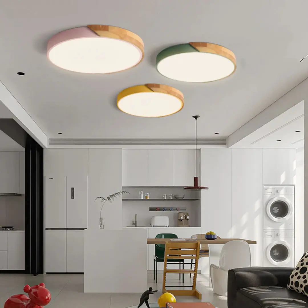 Scandinavian Wooden LED Ceiling Light Fixture – Modern Mount Design