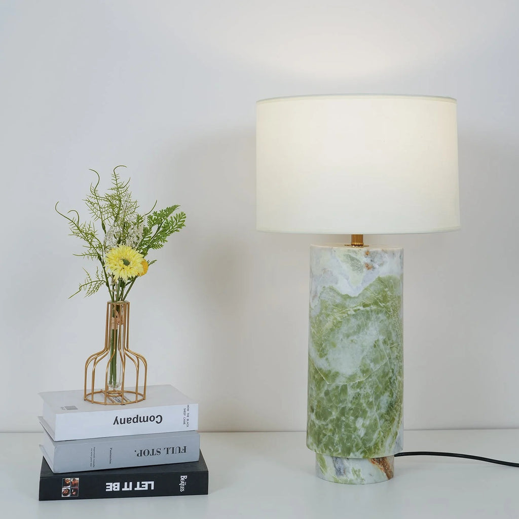 Modern Table Lamp Green Marble Base Inline Switch