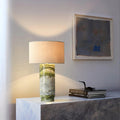 Modern Table Lamp Green Marble Base Inline Switch