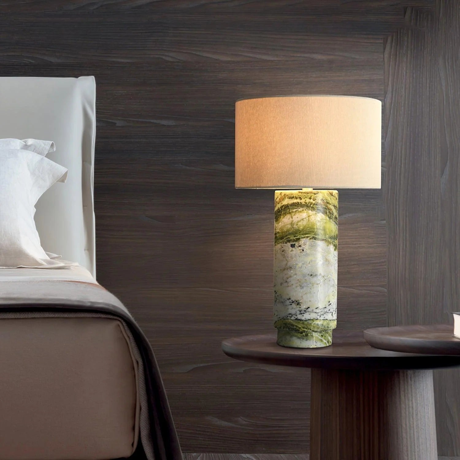 Modern Table Lamp Green Marble Base Inline Switch