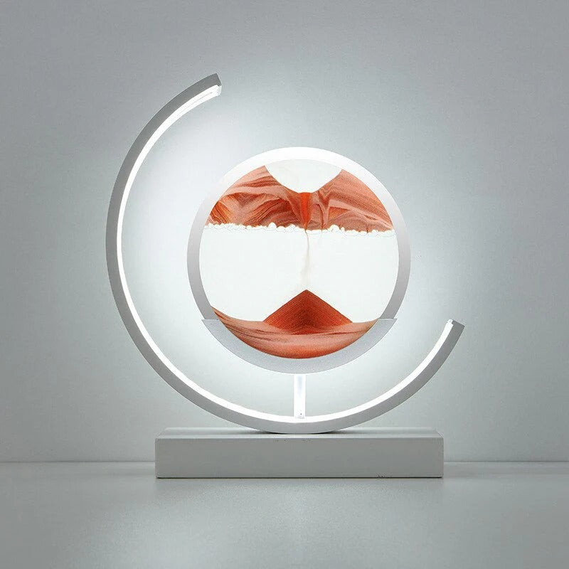 LED sand art table lamp with circular frame