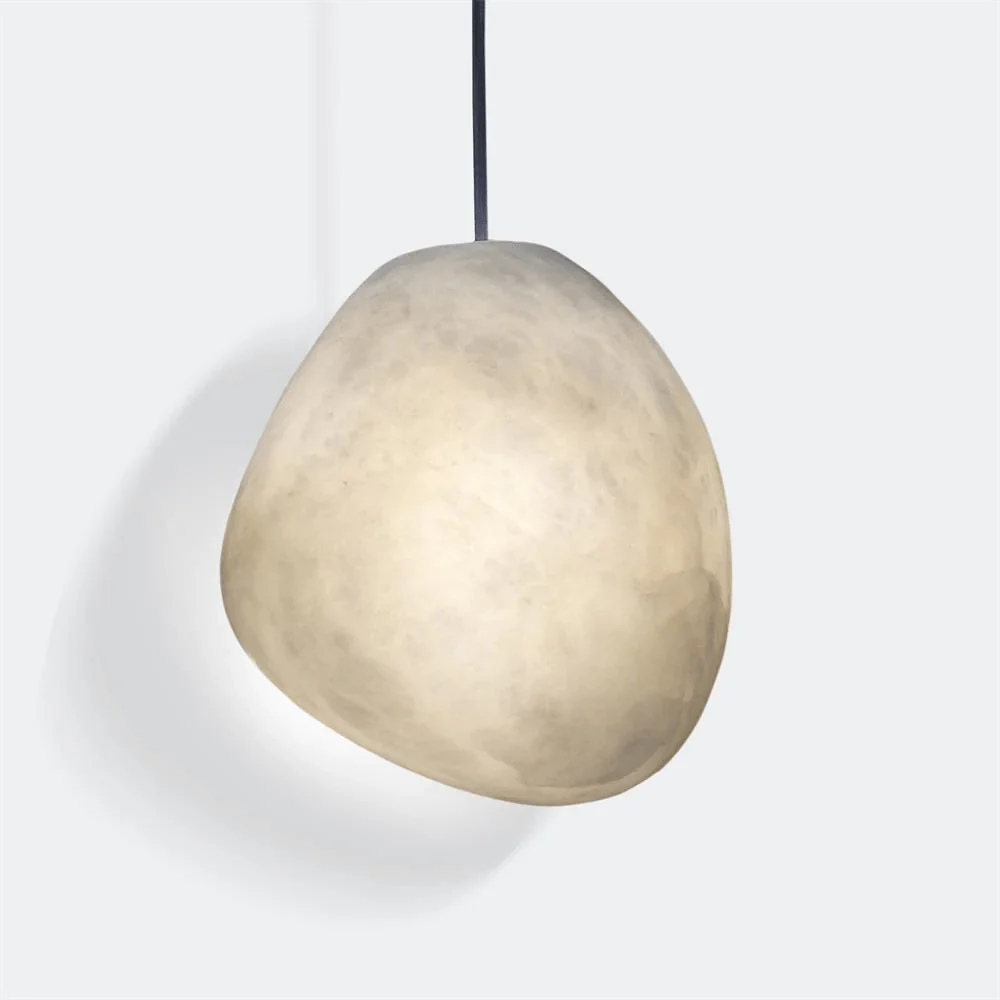 Elegant Pendant Light Brass Alabaster Adjustable Height