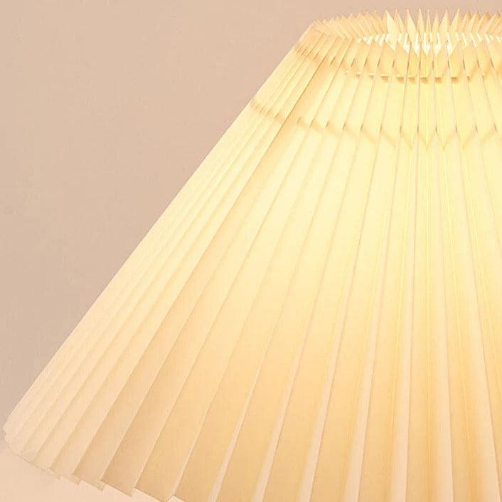 Japanese Minimalist Wooden Pleated Fabric LED Table Lamp