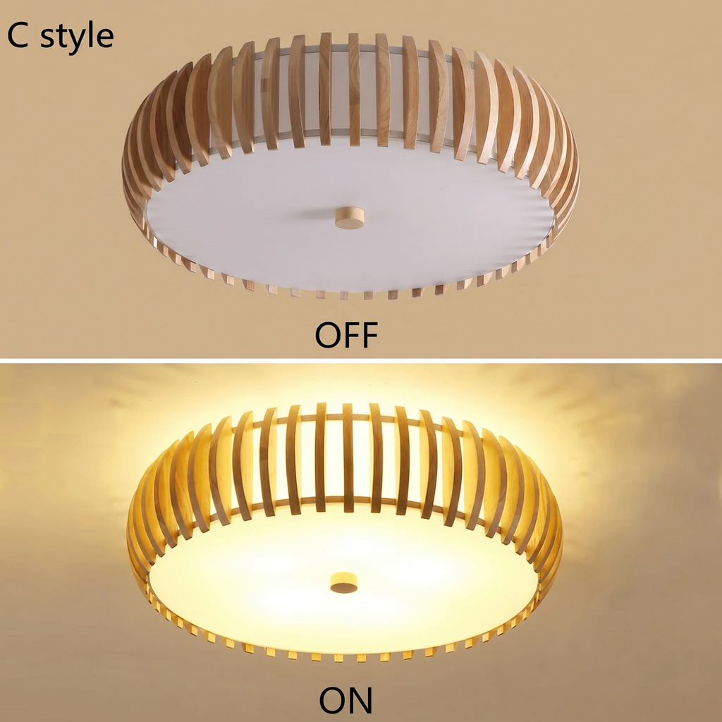 Elegant Wood Ceiling Light with Circular Design