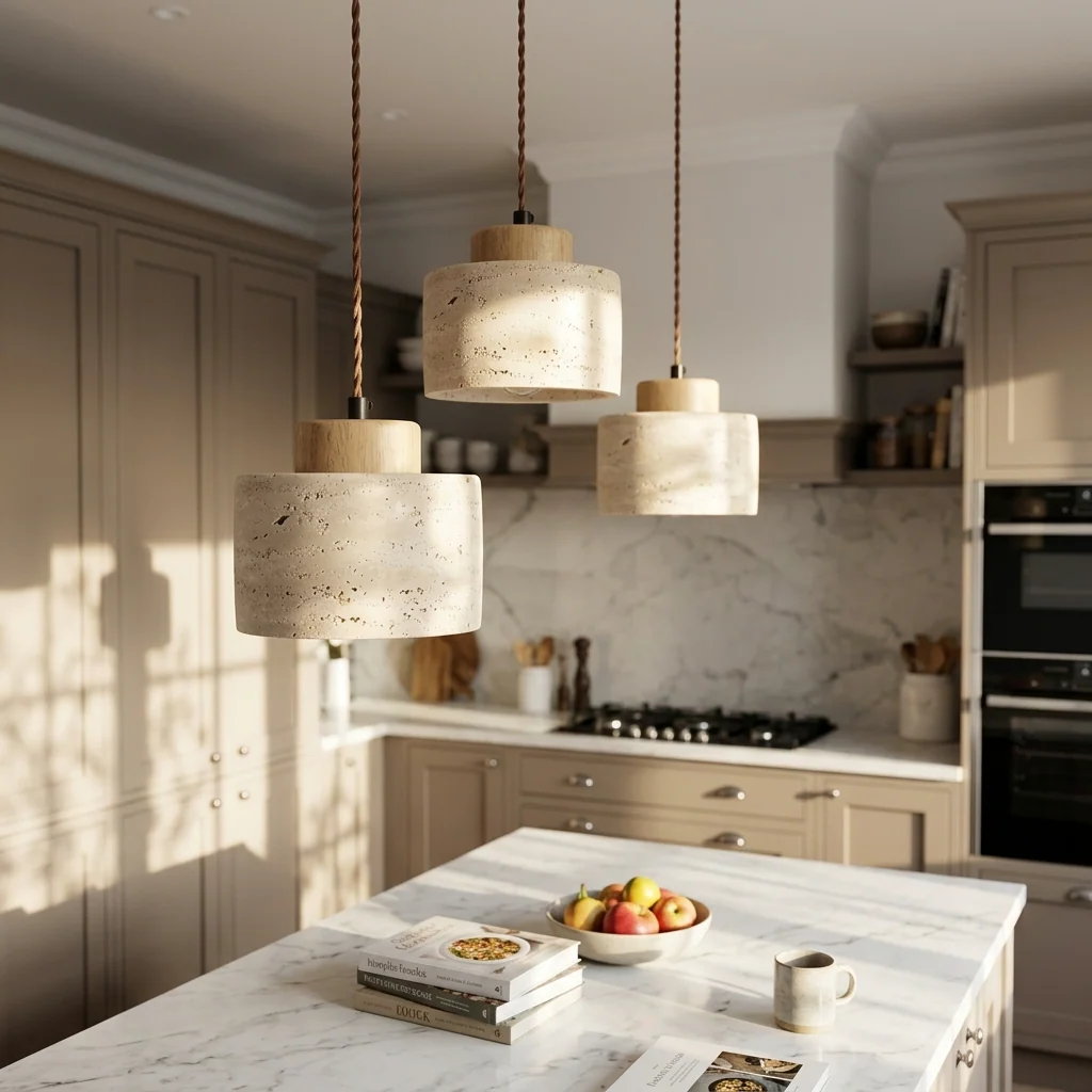 Natural Travertine Stone Pendant Light