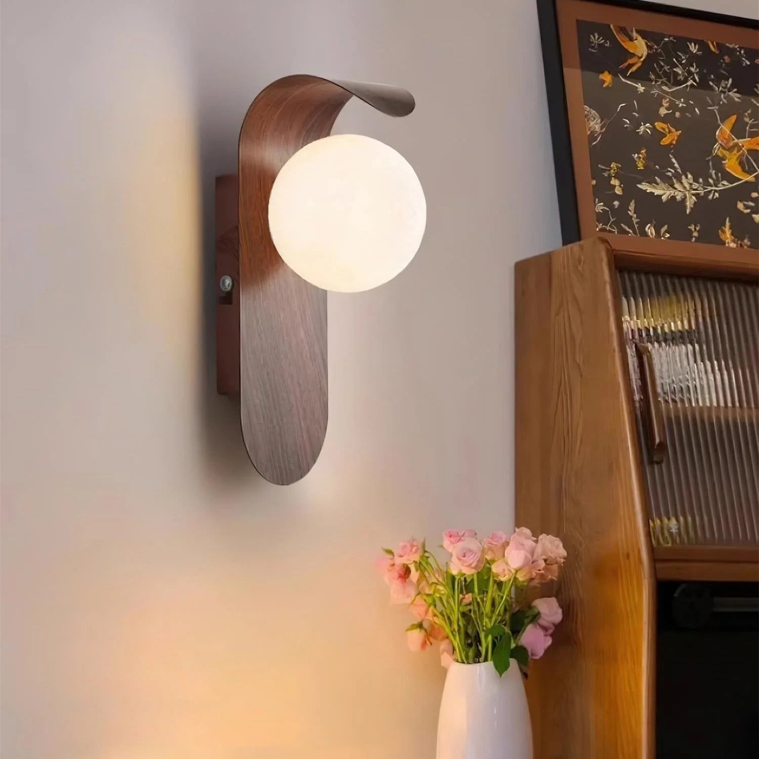 Scandinavian Wood Globe Wall LED 1-Light
