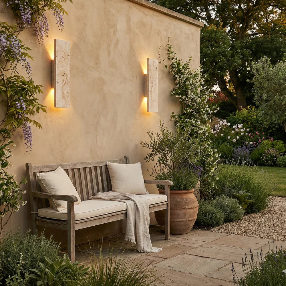 LED Outdoor Wall Sconce | Waterproof Natural Stone Light Fixture for Exterior Walls