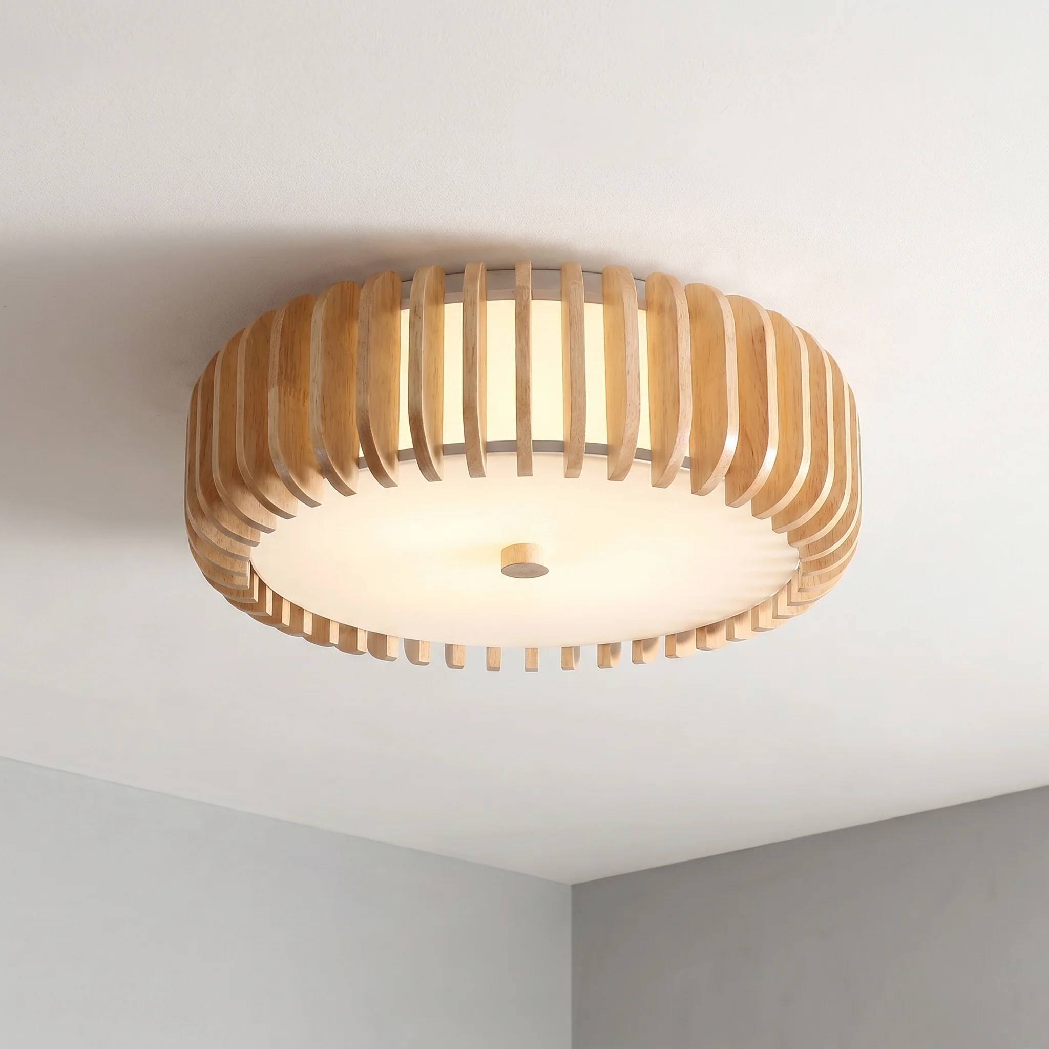 Elegant Wood Ceiling Light with Circular Design