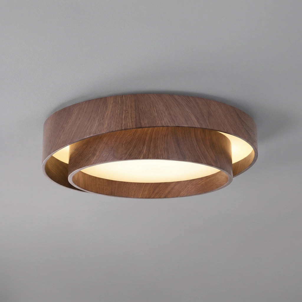 Nordic Walnut Grain LED Flush Mount Ceiling Light