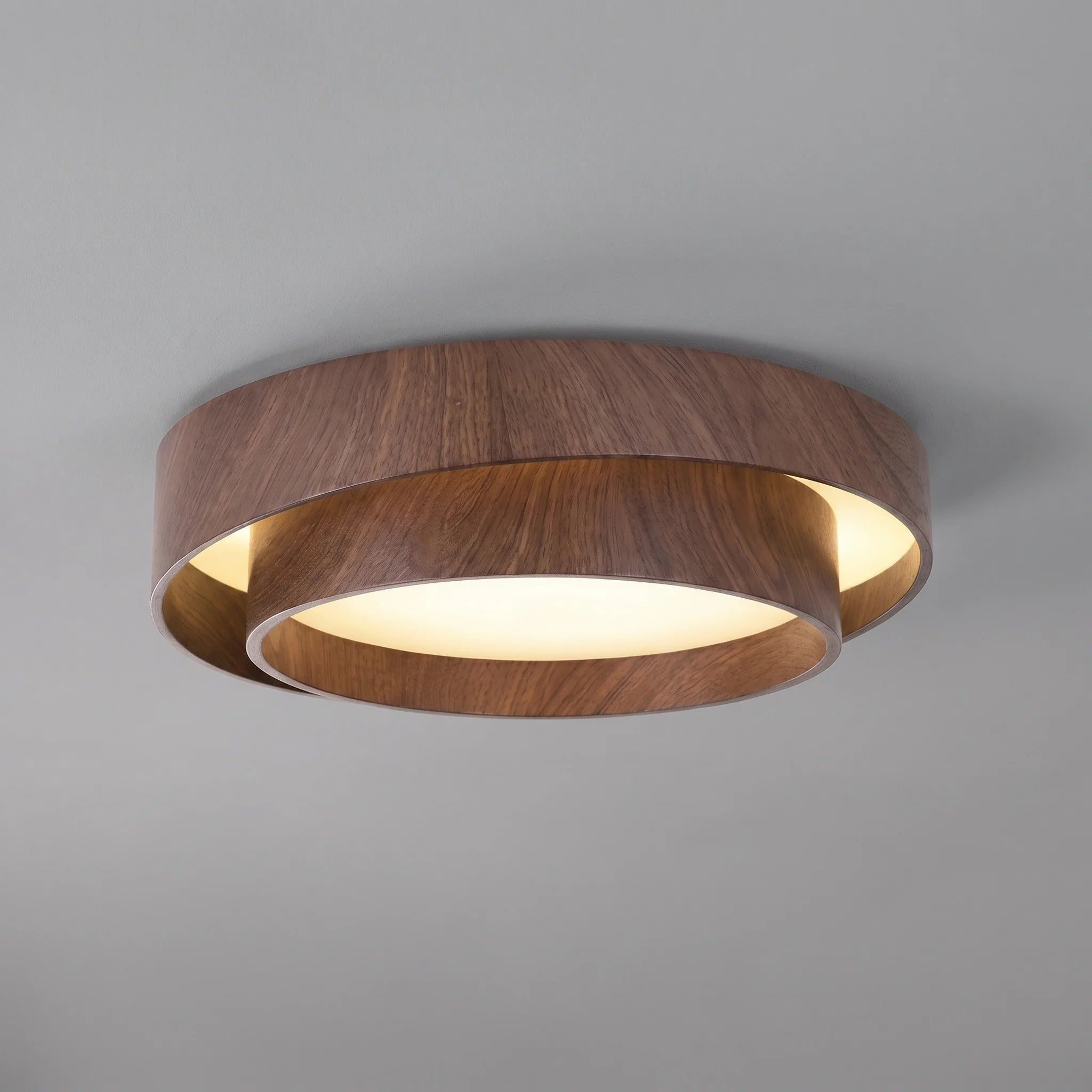 Nordic Walnut Grain LED Flush Mount Ceiling Light