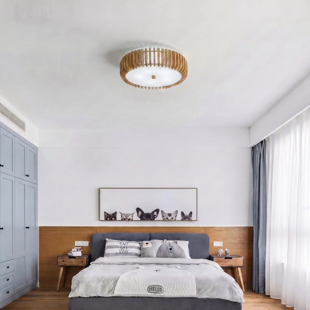 Elegant Wood Ceiling Light with Circular Design