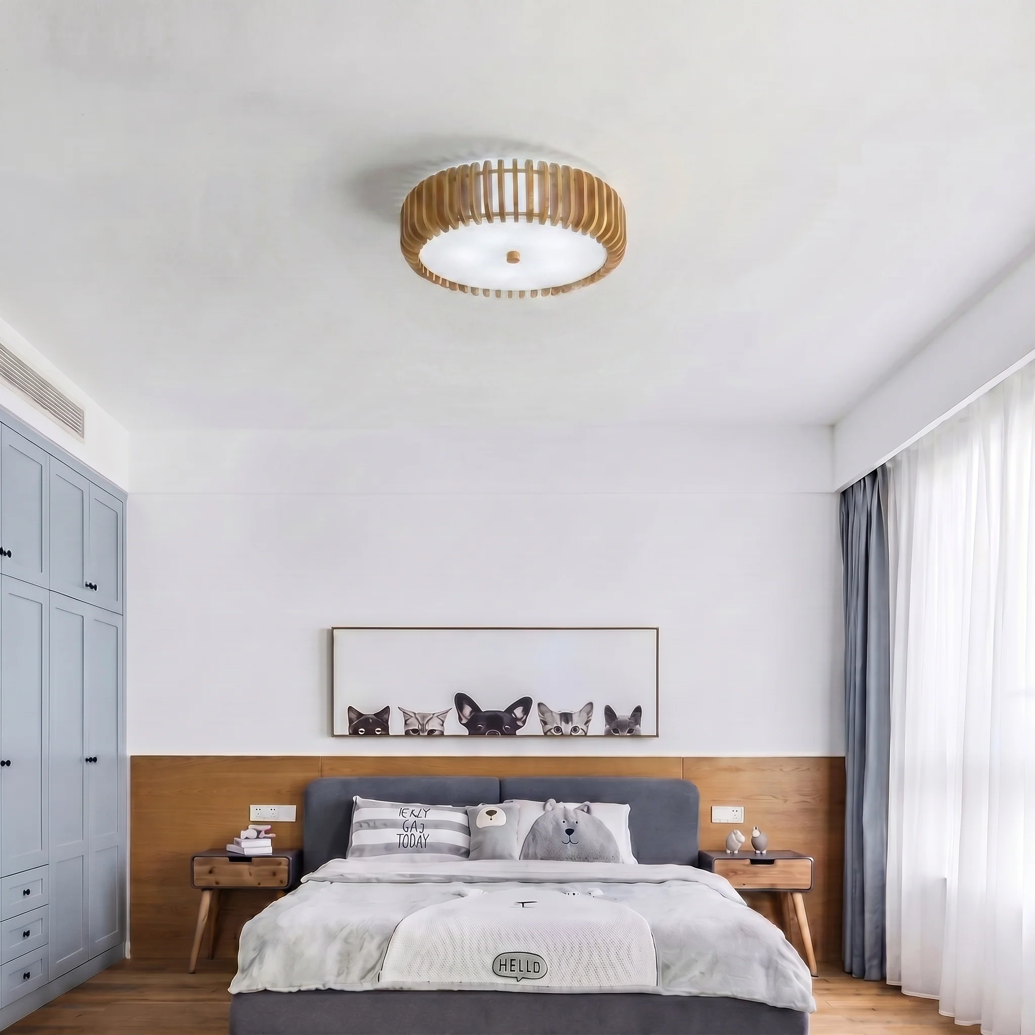 Elegant Wood Ceiling Light with Circular Design